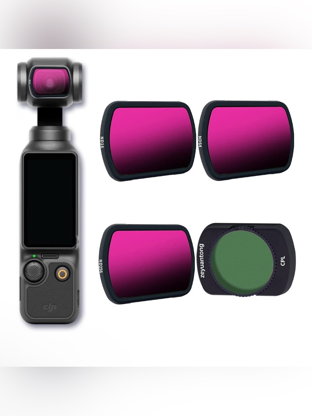 DJI Pocket Filter Set — Magenta Gradient Plates & Green CPL